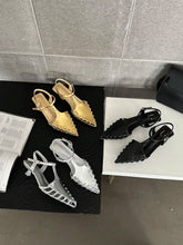 LBSFY  -  Pointed Toe Women Sandals Black Silver Gold Summer Dress Shoes Thin Mid Heels Ankle Strap Party Pumps Casual Sexy Hollow Sandals